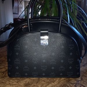 MCM Large Tracy Tote Visetos leather satchel crossbody bag